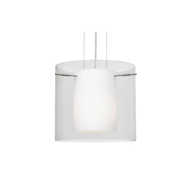 Besa Lighting Pahu 12 Cable Pendant, Clear/Opal, Satin Nickel Finish, 1x11W LED 1KG-C18407-LED-SN - main